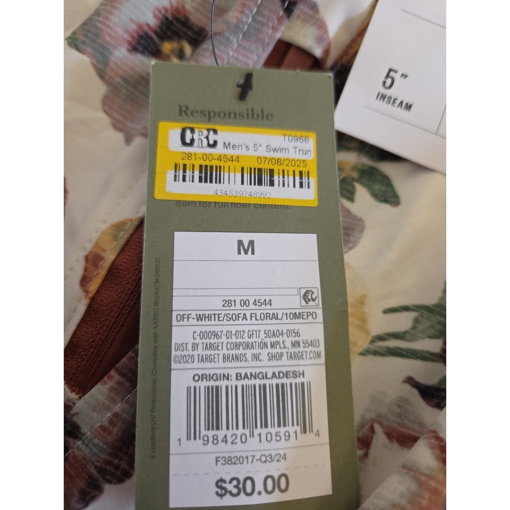 Goodfellow & Co Men's Floral 5" Swim Trunks With Liner Size M NEW! $30 - Picture 8 of 9